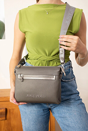 Just Polo Women's Gray Adjustable Long Strap Shoulder Bag P346036Mh