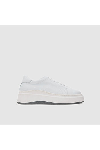 TOGO Beyaz Hakiki Deri Kadın Sneaker Ayakkabı [060144]