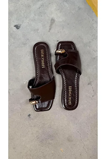 Eataly Shoes Аксесоари Детайлни Прозоречни Тъмнокафяви Дамски Чехли