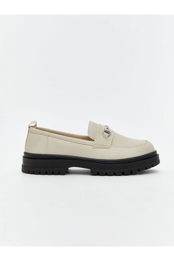LC Waikiki Beige Metal Buckle Detailed Girl's Loafer