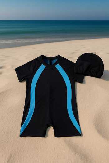 RONYPONY Team Boy's Full Body Back Zipper Swimsuit Cute Pattern Printed Checkered