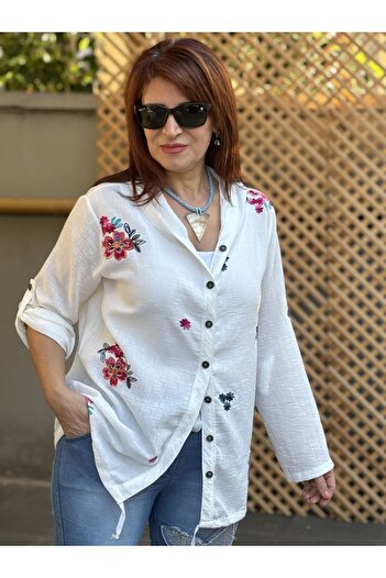DenizEge Rosie Hooded πουκάμισο λευκό