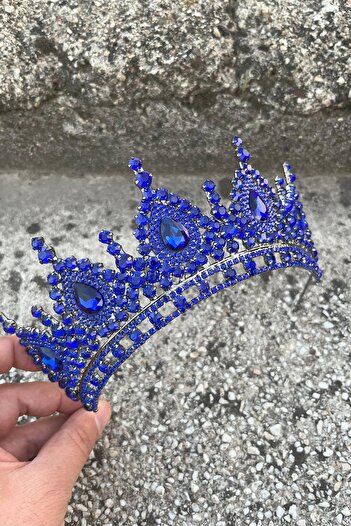 Hobigram Eveline Saks Blue Princess Crown – Sparkling Bridal Wedding Evening Dress for Sparkling Crown Model