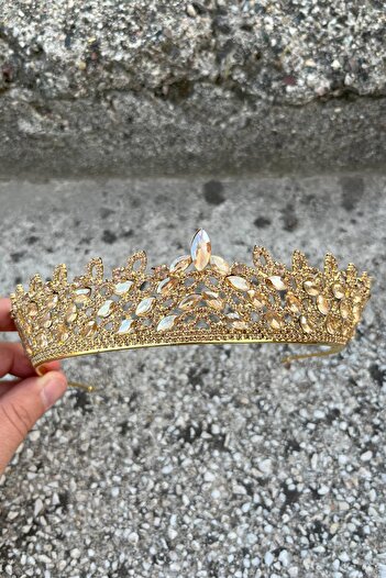 Hobigram Κορώνα Ειδικού Σχεδιασμού Amara – Χρυσή Πέτρα Χένα, Αξεσουάρ Μαλλιών για Αρραβώνα, Γάμο