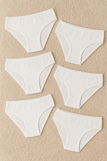 Loule Bumbac și modal elastic 6 bucăți alb Paris Model Bikini Slip LL.K51.O08.001