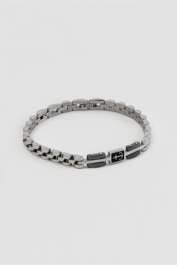 So CHIC... Metallic 21 cm Steel Men's Bracelet with Anchor Detail