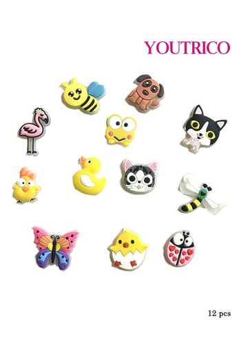 Youtrico 12pcs Glow-in-the-Dark Animal Jibbitz Charms for Crocs - Slipper Ornament