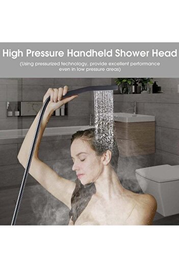 COOYA 12 inch shower set, wall mounted, modern style, electroplating, with shower head, matte black