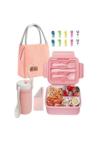 COOYA Bento Lunch Box,Meal Preparation Compartment Lunch Box Container for Children and Adults,Pink