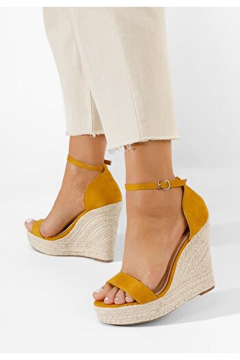 B T Shoes Dajana yellow espadrille platform sandals