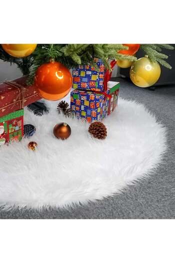 YXHZVON Christmas tree mat YXHZVON, fur, white, 90 cm