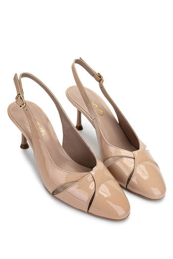Tamer Tanca Women's Genuine Leather Beige Heeled Shoes