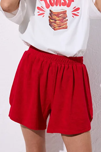 Manuka Towel Fabric Shorts Red