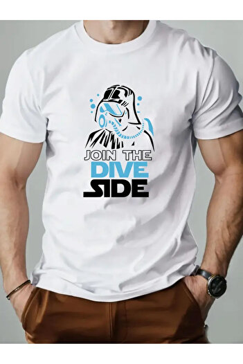 AEMİ Αunisex Join The Dive Side Εκτυπωμένο Oversize T-shirt με Στρογγυλή Λαιμόκοψη