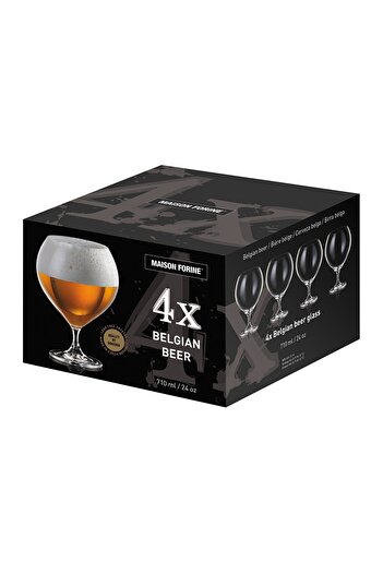 MAISON FORINE Set of 4 beer glasses with stem 710ml, Belgian