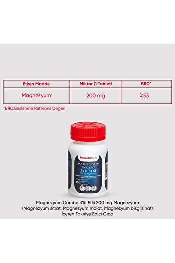 Imuneks Farma İmuneks Farma Magnesium Combo 200 Mg 30 Tablets X 3 Pieces