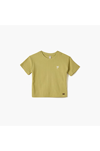 giggles Textured T-shirt with Short Sleeves