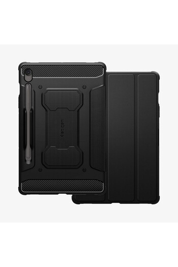 Spigen غطاء حماية Rugged Armor Pro لجهاز Samsung Galaxy Tab S10 FE+ (2025) مع حامل قلم S - أسود