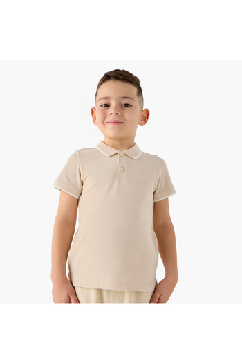 Juniors Solid Polo T-shirt with Short Sleeves