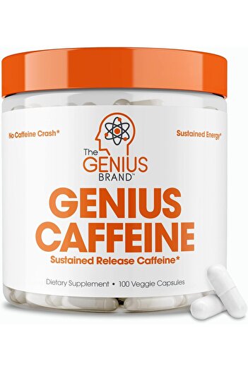 The Genuis Brand The Genius Brand Caffeine Sustained release 100mg Servings per container 100 Capsules