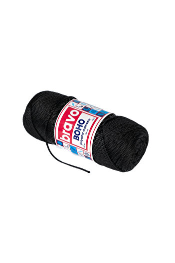 Bravo Νήματα μακραμέ από πολυεστέρα Boho 1,5 mm 100 gr 150 μέτρα Νο: 3 mm (Κωδικός χρώματος: 270) Μαύρο