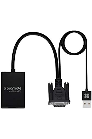 Promate VGA to HDMI Converter Adaptor 1080p HD Resolution with Audio Support TV AV HDTV, ProLink-V2H