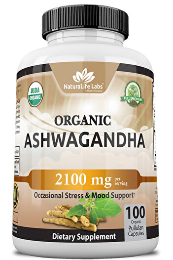 NaturaLife Lab Organic ashwagandha 2,100 mg per serving 100 veggie caps