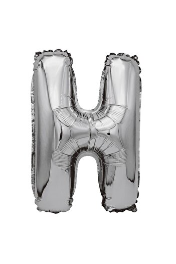 Balon made of silver metallic foil, Mirific Party, Letter H, 80 cm, Silver