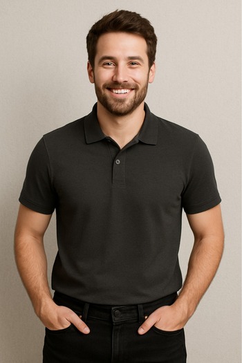 DAKSEL Men's Basic Summer Short Sleeve Smoked Polo Neck T-Shirt