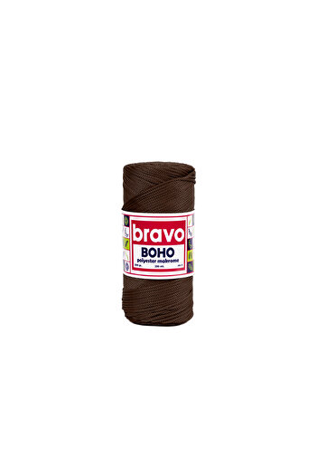 Bravo Νήματα μακραμέ από πολυεστέρα Boho 2 mm 200 gr 230 μέτρα Νο: 4 (Κωδικός χρώματος: 210) Σκούρο καφέ
