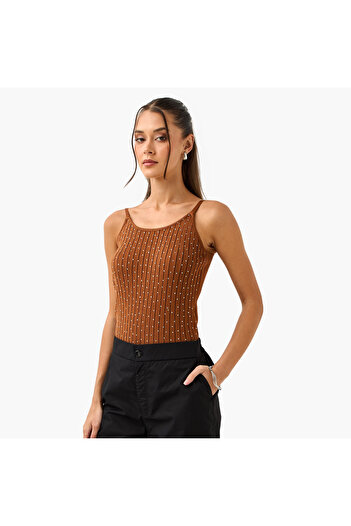 2Xtremz Strappy Crop Top With Crystals