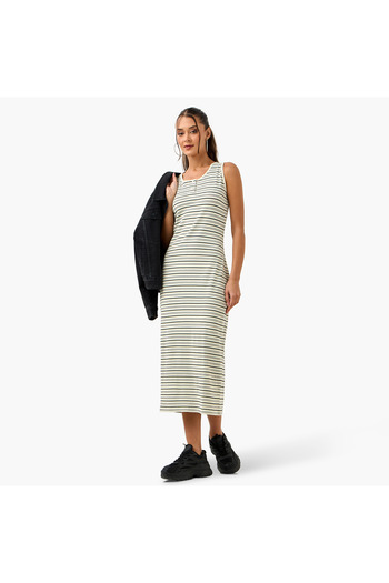 Lee Cooper Lee Cooper Striped Sleeveless A-Line Midi Dress