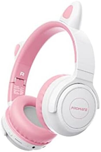 Promate Promate Kids Wireless Headset, On-Ear Bluetooth Foldable Headphones with 93dB Safe Volume Limit, LED