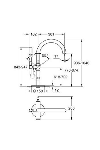 Grohe Atrio Single Lever Bathtub Faucet Floor Mounted - 24368Gl0