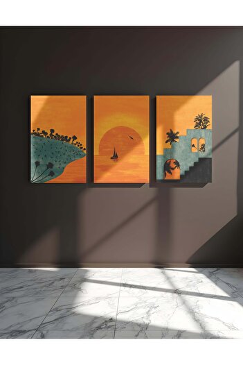 wudie 3 Piece Bohemian Painting Modern Painting Wall Painting Frame Look Kitchen Paintings Premium Quality