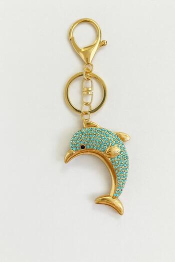 ela777 Dolphin Figured Stone Embroidered Keychain Bag Charm Luck Keychain 777