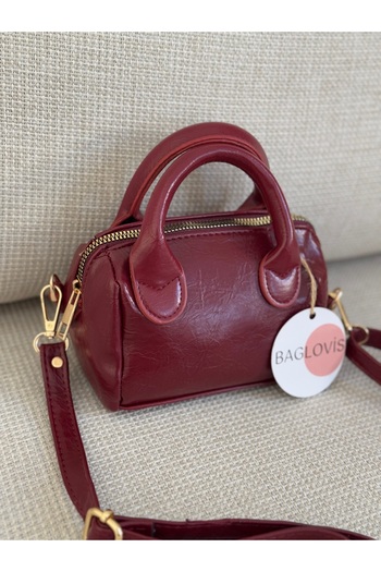 BAGLOVİS Small Lined Long Strap Bordo Hand Bag En17 Boy12