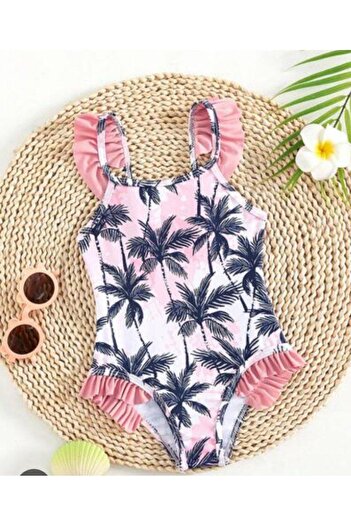 ARBİ kids Girls' Ruffle Detailed One-Shoulder Piping Swimsuit