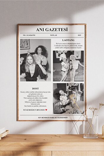 Sürpriz Vakti Kişiye Özel Anı Gazetesi | Favori Şarkınız, Sözler ve Fotoğraf ile Tasarlanmış Benzersiz Poster