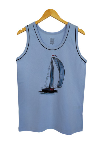 Raf Coll Tricou tricotat cu imprimeu digital pentru bărbați, 100% bumbac