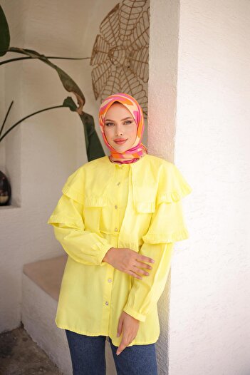 Nergis Neva Butik Double Cape Tunic with Tie at the Waist