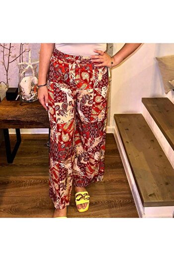 Intisimo Women's Pants, Casual, Oriental Motifs, Red