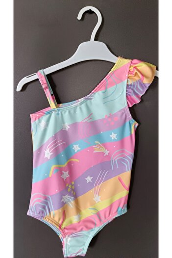 Bilge Trend Girls' Comet Patterned Sea and Pool Swimsuit