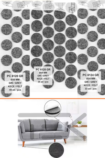 5DM Adeziv scaun fotoliu mobilier picior pâslă gri set 3 pachet pardoseală din lemn de esență tare pâslă de protecție