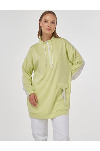 Kayra Garnished Scuba Sweatshirt Lime