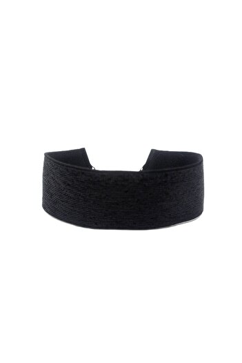 SYAZE Silvery Black Elastic Choker Bracelet Set - 4 cm Width