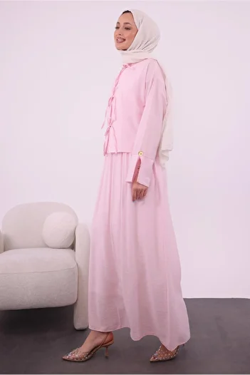 TRENDTESETTÜR Women's Pink (Dust Pink) Jacket and Dress Set t 9194
