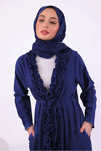 TRENDTESETTÜR Women's Dark Blue Ruffle Pants Suit t 1284