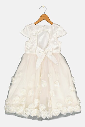 Luna Moon Toddlers Girl Applique Pattern Dress, White