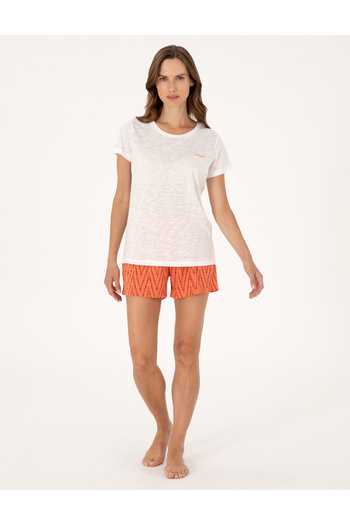 Pierre Cardin White Short-Sleeved Shorts Pajamas Set 50319057-Vr013